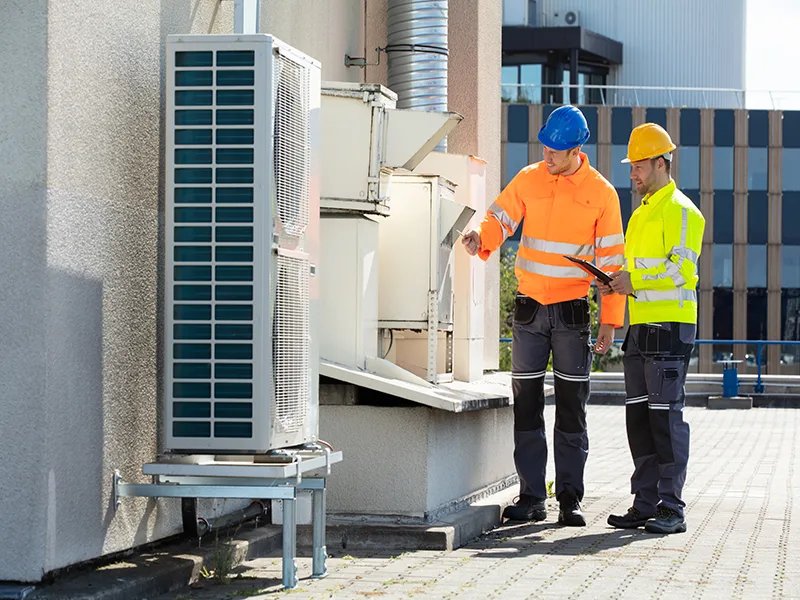 Commercial HVAC engineer on site