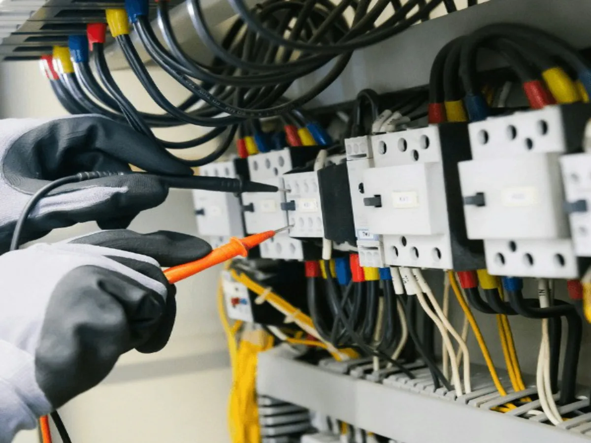 Qualified electrician working on a distribution board