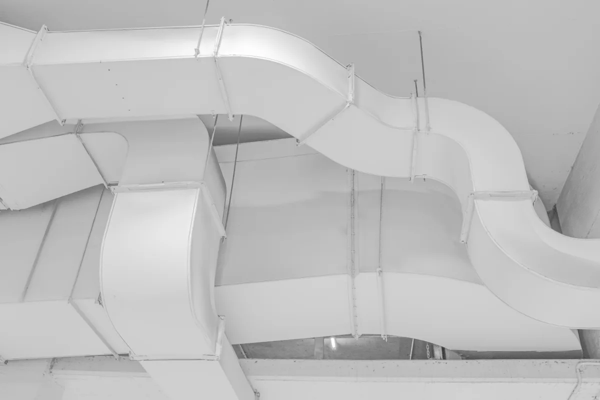 Ventilation ductwork installation in a commercial building