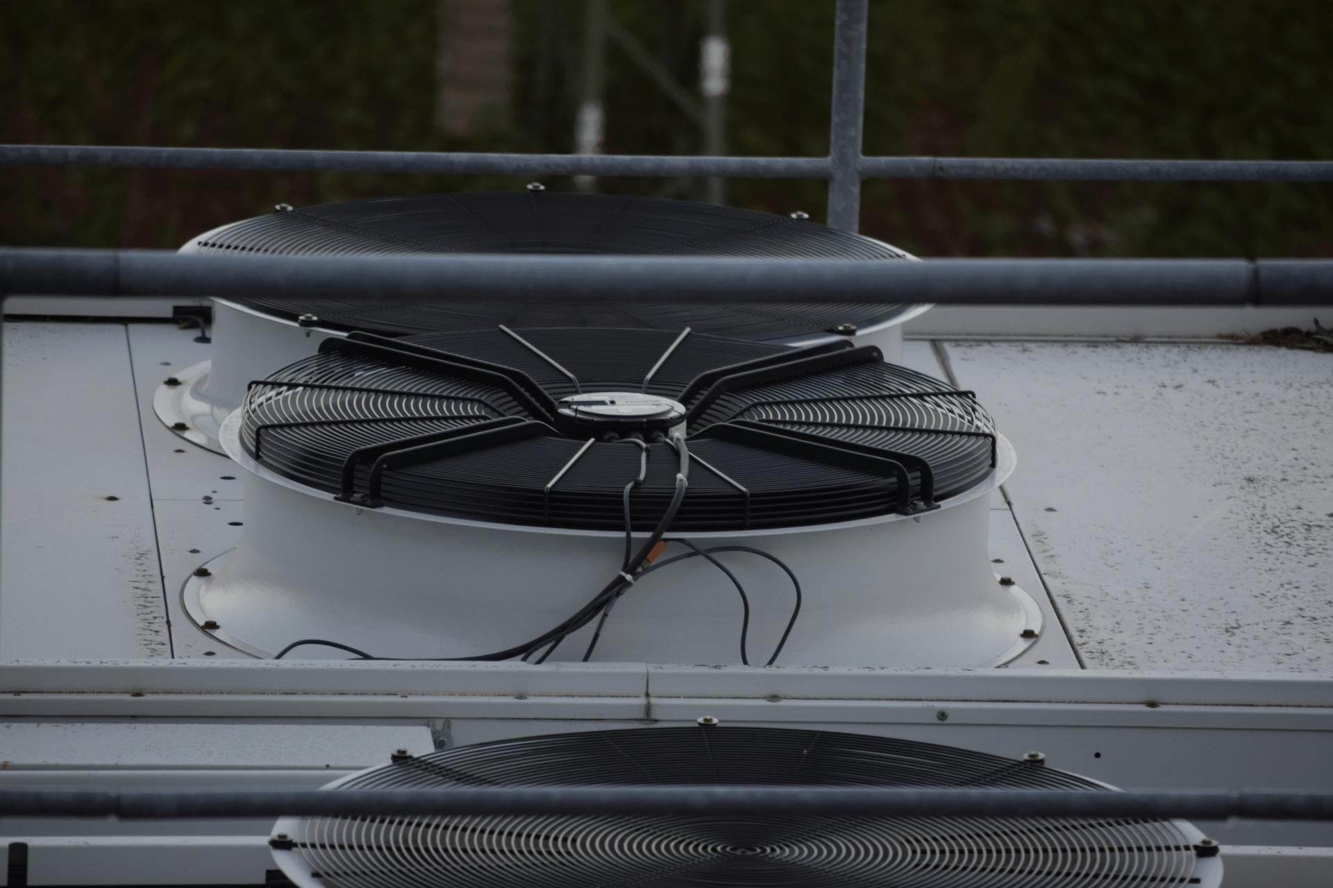 Mechanical ventilation ductwork and grille in ceiling
