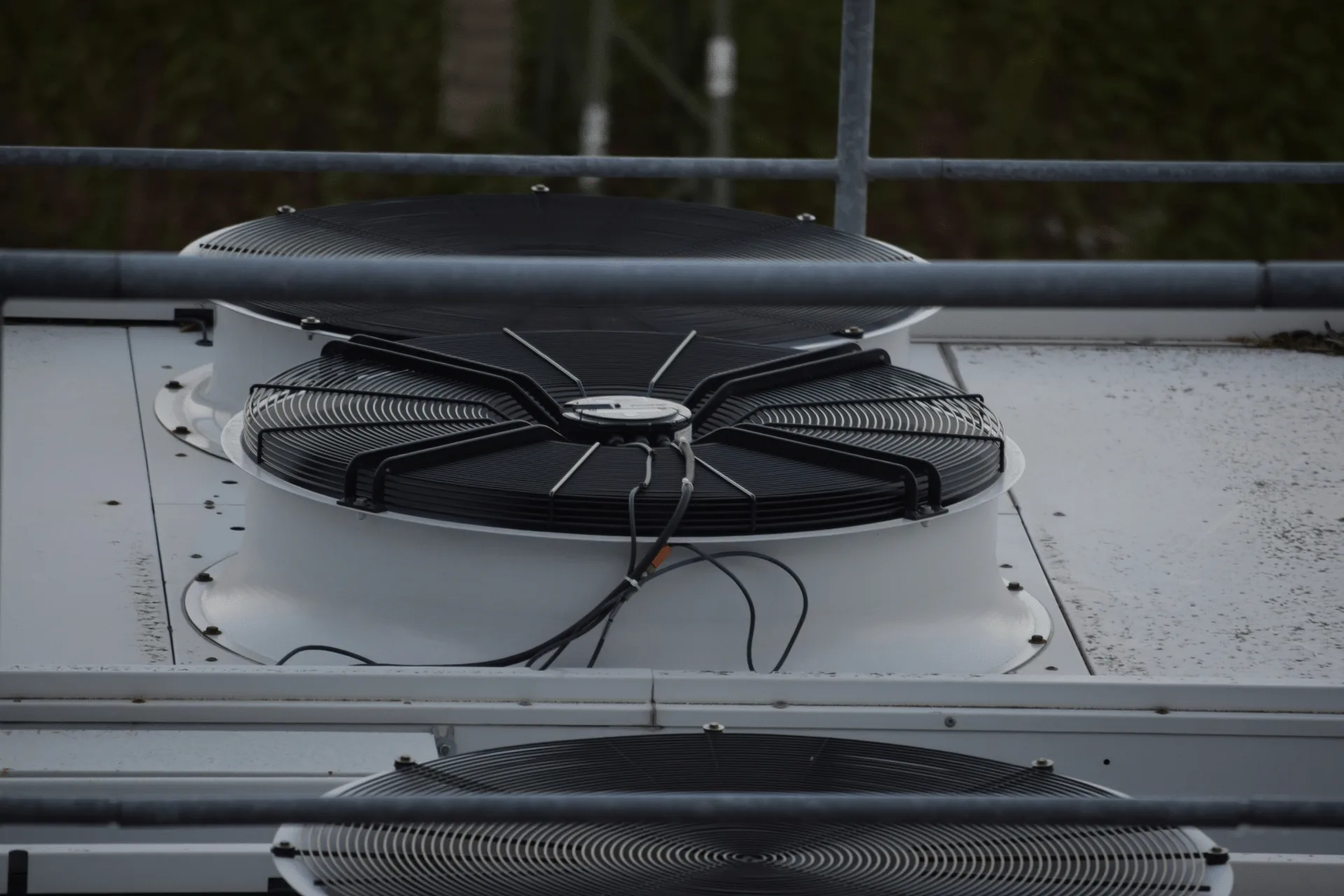 Mechanical ventilation ductwork and grille in ceiling